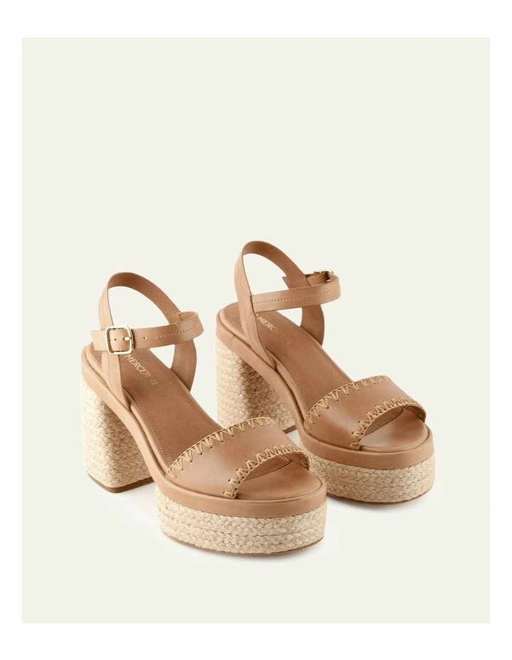 Fisher Leather High Heel Platform Sandals in Tan image 2