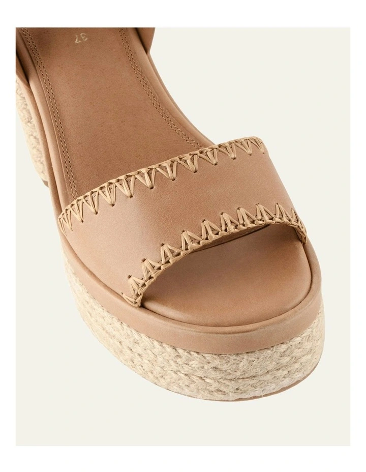 Fisher Leather High Heel Platform Sandals in Tan image 3