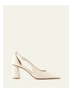 Lainey Leather Mid Heels in Off White