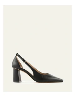 Lainey Leather Mid Heels in Black