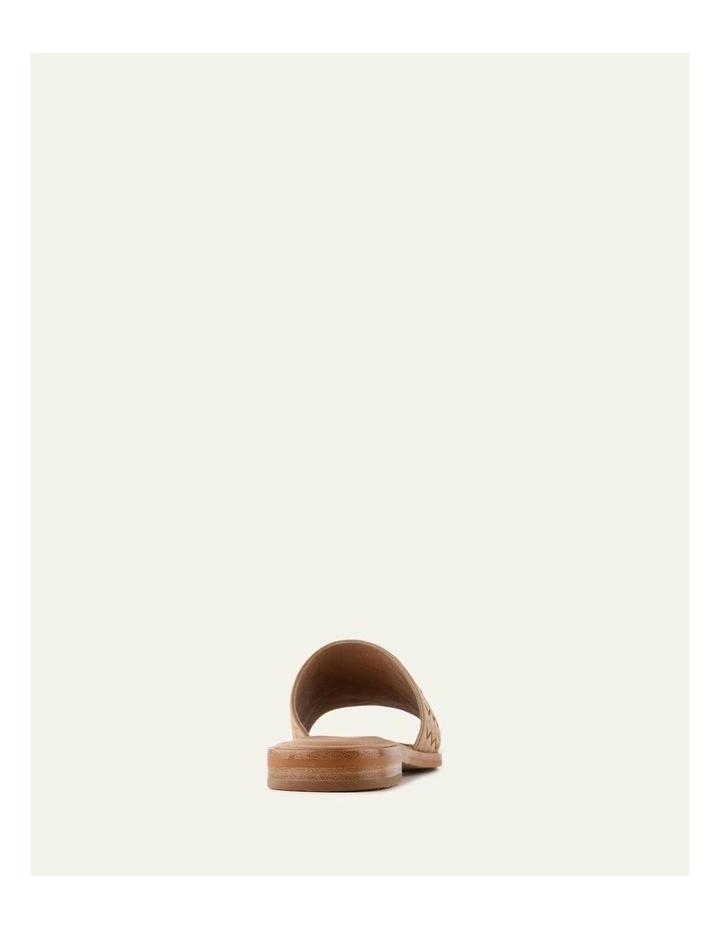 Pearl Leather Flat Slides in Tan image 5