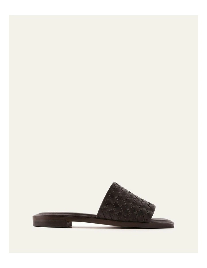 Pearl Flat Leather Slides in Cacao image 1