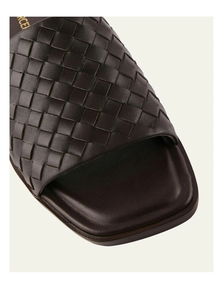 Pearl Flat Leather Slides in Cacao image 3