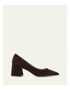 Gesso Suede Mid Heels in Bitter Choc