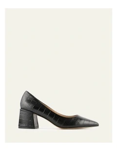 Gesso Croc Mid Heels in Black