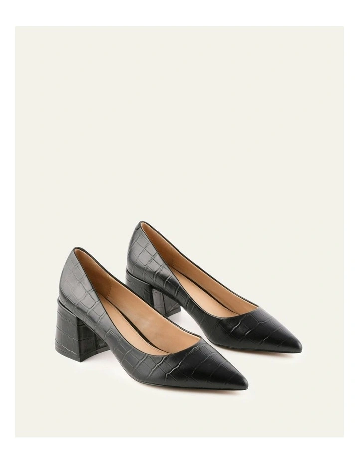 Gesso Croc Mid Heels in Black image 2