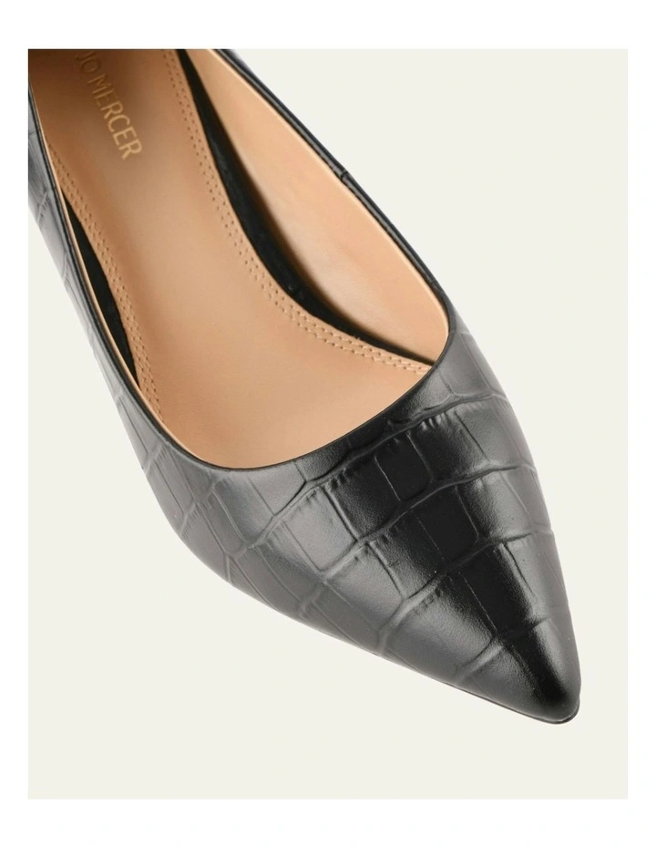 Gesso Croc Mid Heels in Black image 3