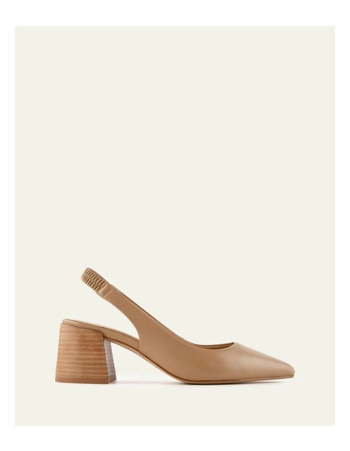 Glide Leather Mid Heels in Tan image 1