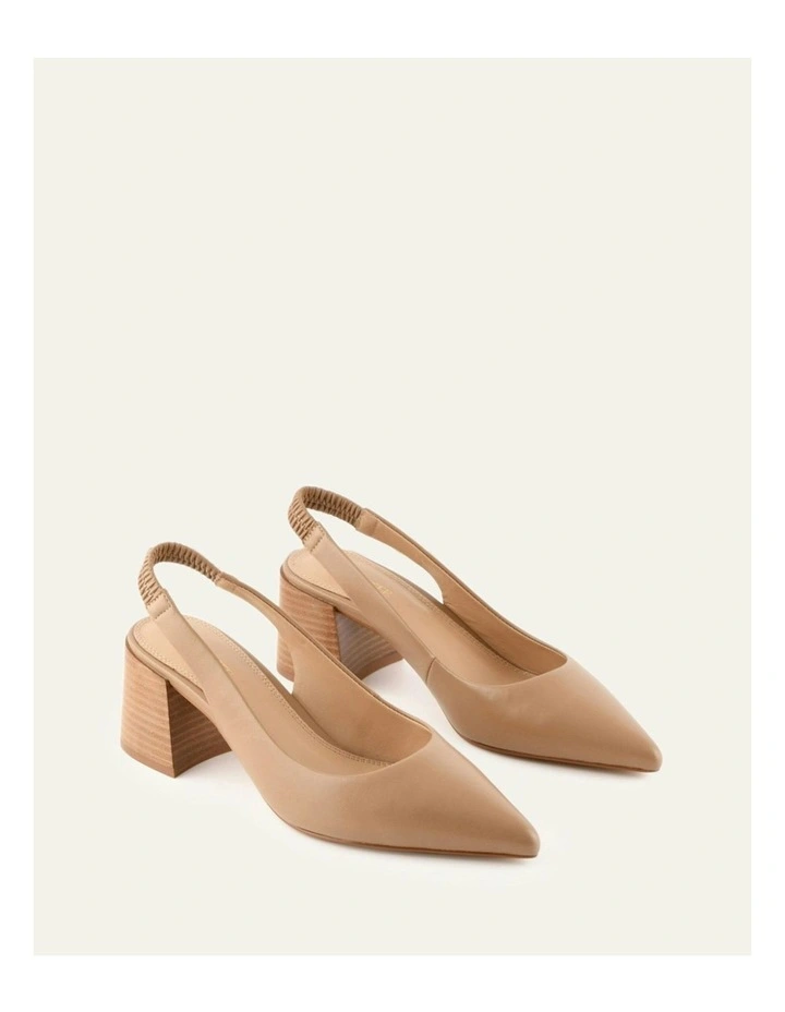 Glide Leather Mid Heels in Tan image 2