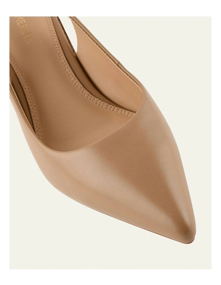 Glide Leather Mid Heels in Tan image 3