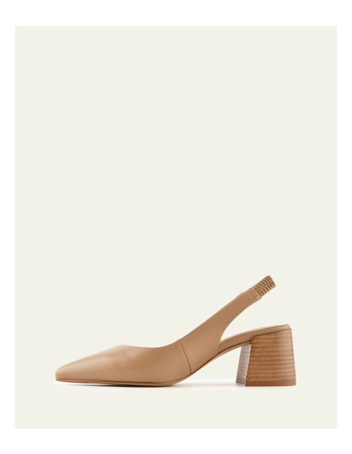 Glide Leather Mid Heels in Tan image 5