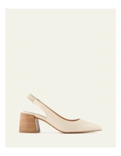 Glide Leather Mid Heels in Off White