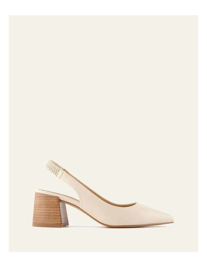 Glide Leather Mid Heels in Off White image 1