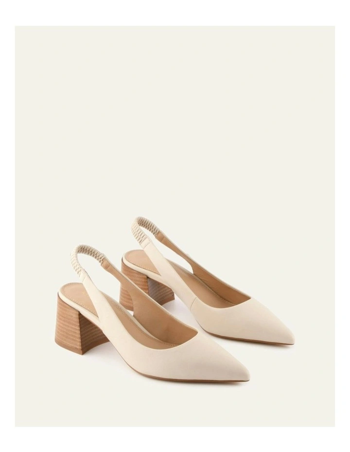 Glide Leather Mid Heels in Off White image 2