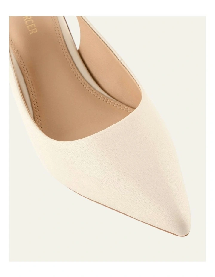 Glide Leather Mid Heels in Off White image 3