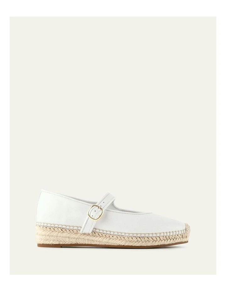 Elsie Leather Espadrilles Flat in White image 1