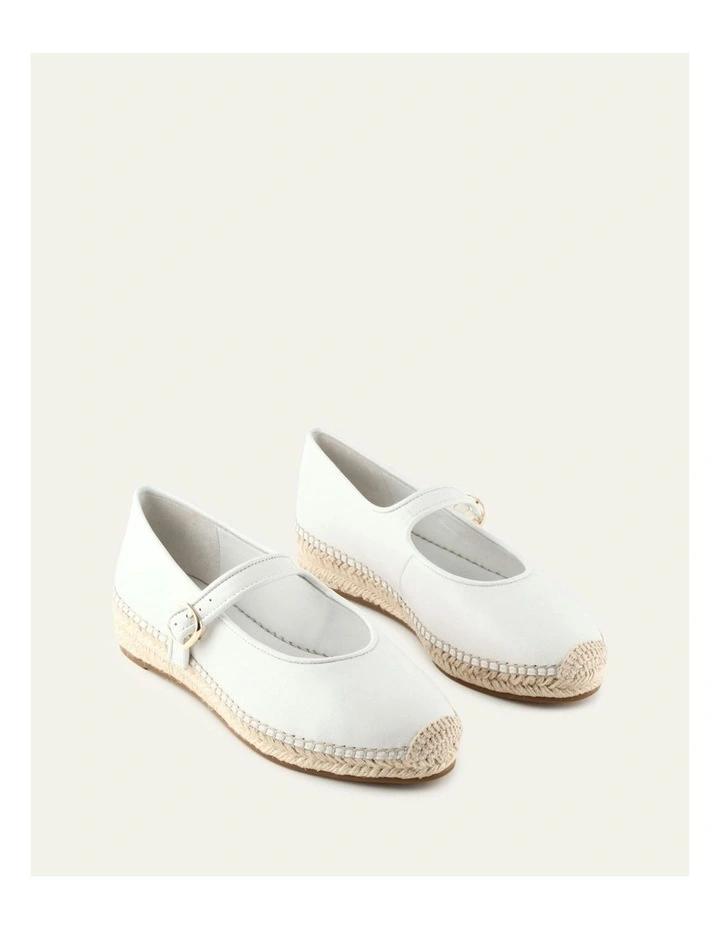 Elsie Leather Espadrilles Flat in White image 2
