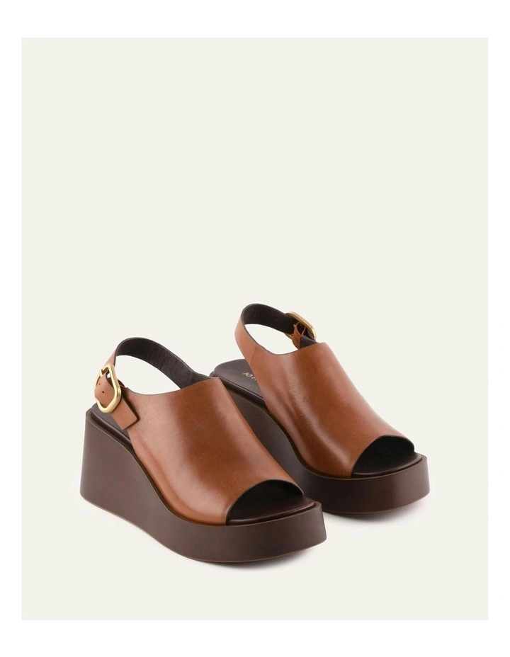 Cherry Mid Wedge Sandals Brandy Leather in Brown image 2