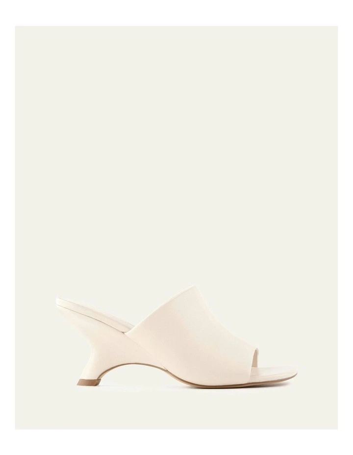 Mena Mid Heel Sandals Leather in Off White image 1
