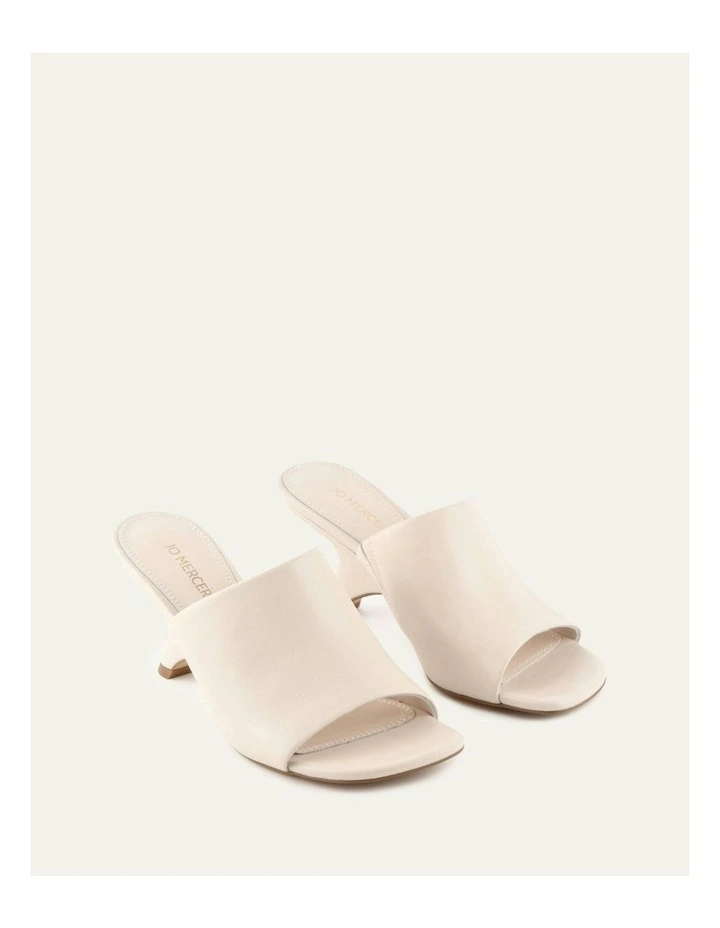 Mena Mid Heel Sandals Leather in Off White image 2