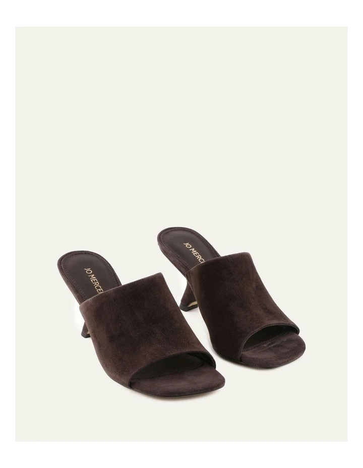 Mena Mid Heel Sandals Suede in Bitter Choc image 2