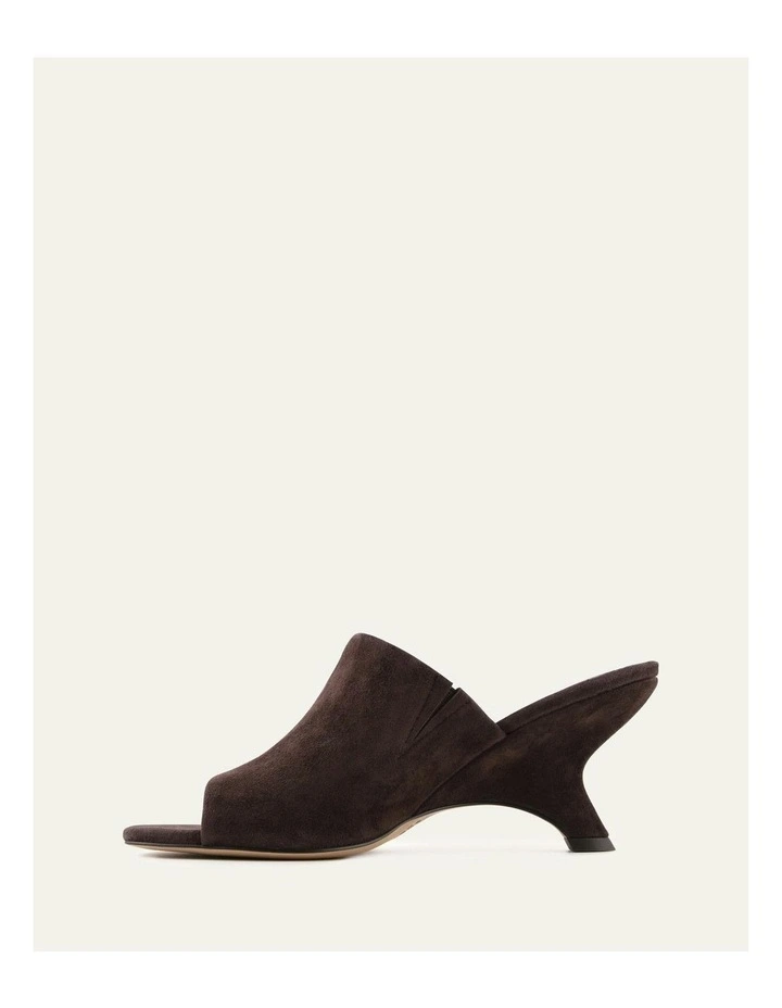 Mena Mid Heel Sandals Suede in Bitter Choc image 5