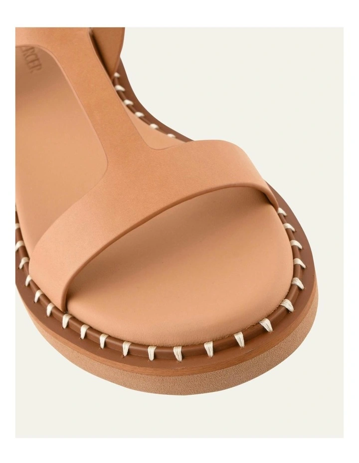 Elodie Leather Flat Sandals in Tan image 3