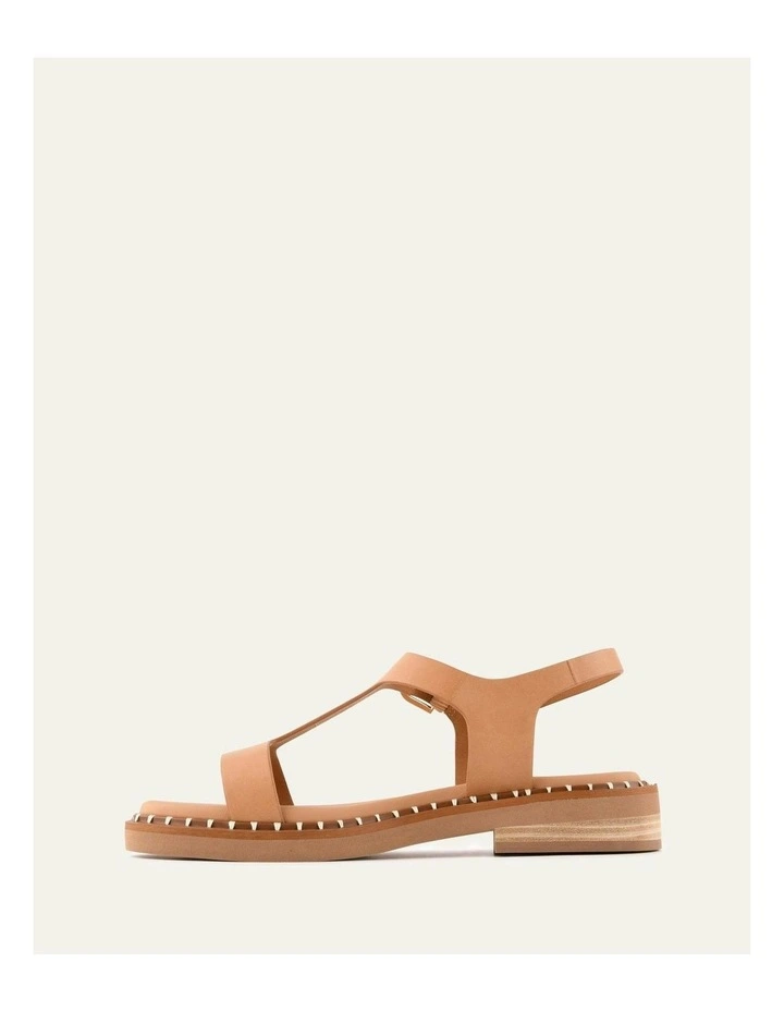 Elodie Leather Flat Sandals in Tan image 5