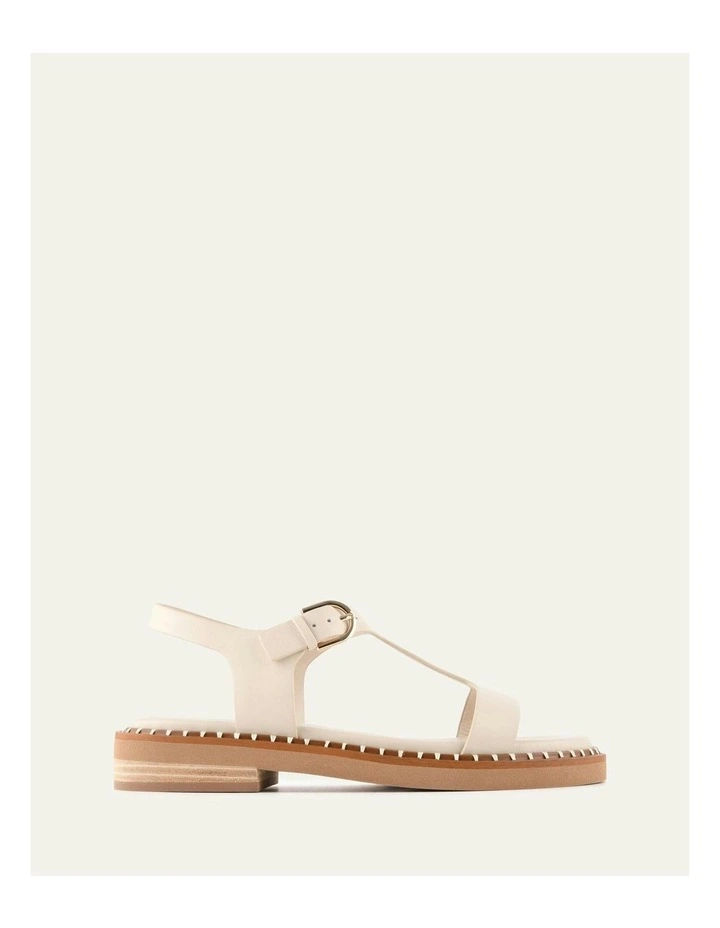 Elodie Leather Flat Sandals in Off White image 1