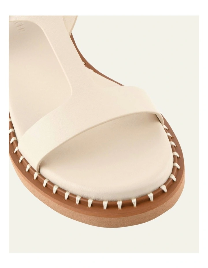 Elodie Leather Flat Sandals in Off White image 3