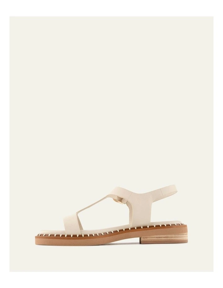 Elodie Leather Flat Sandals in Off White image 5
