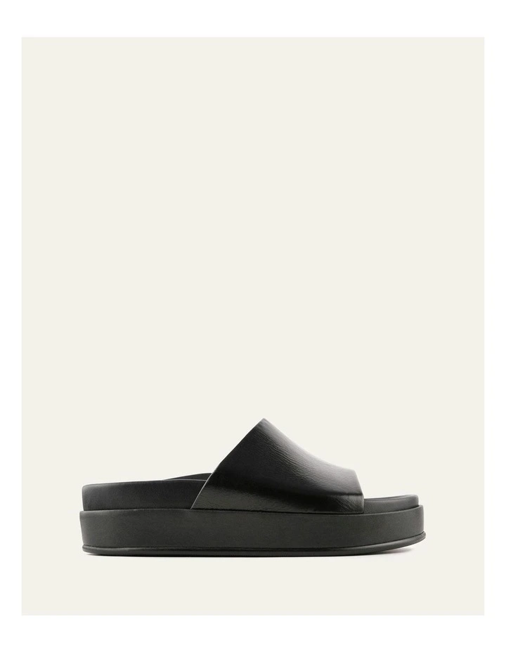 Wesley  Leather Flat Sandals in Black image 1