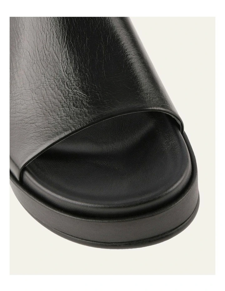 Wesley  Leather Flat Sandals in Black image 3