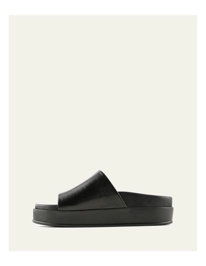 Wesley  Leather Flat Sandals in Black image 5