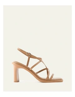 Bask Leather High Heel Sandals in Tan