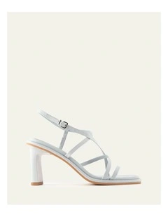 Bask  Leather High Heel Sandals in Dusk Blue