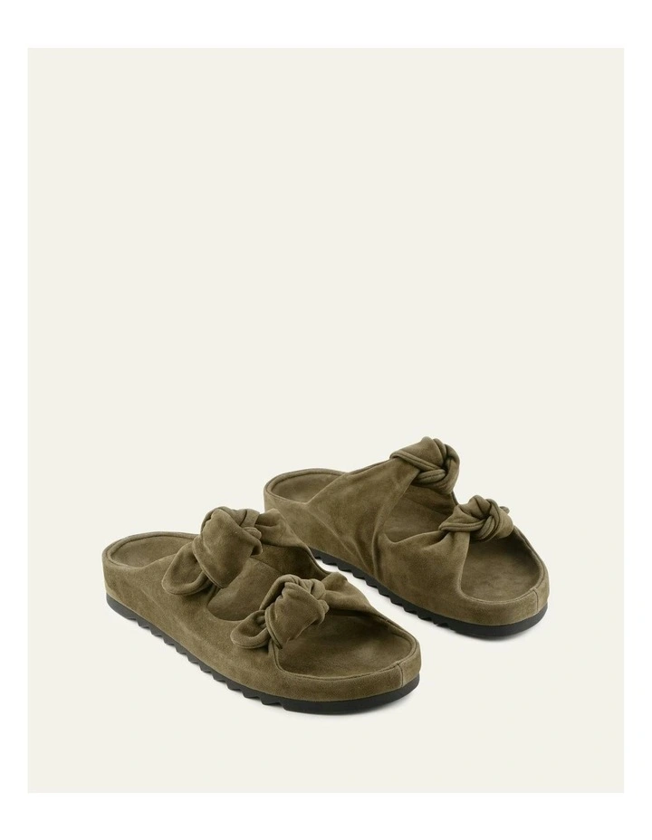 Blossom Suede Flat Sandals In  Olive image 2