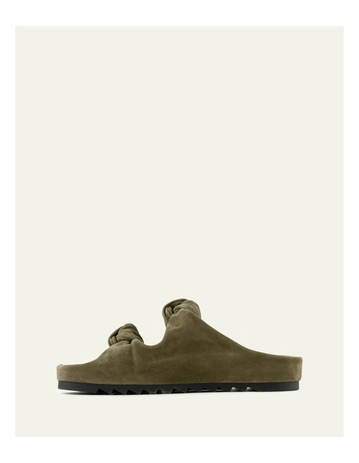 Blossom Suede Flat Sandals In  Olive image 5
