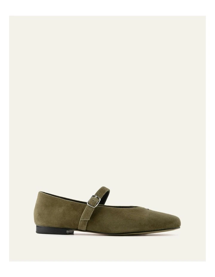 April Casual Suede Flats in Olive image 1