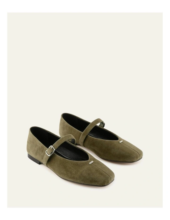 April Casual Suede Flats in Olive image 2