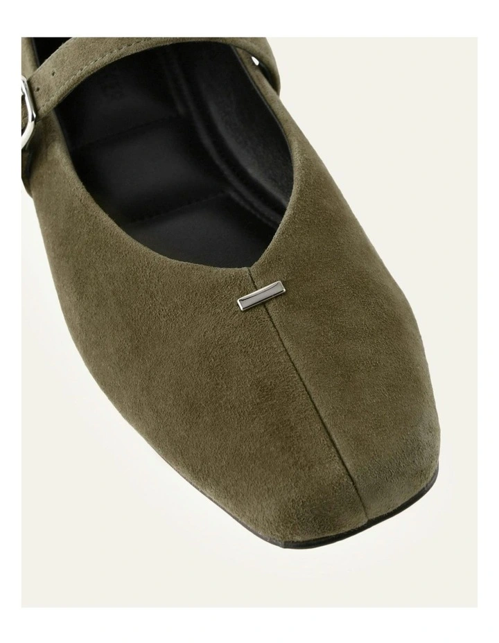 April Casual Suede Flats in Olive image 3