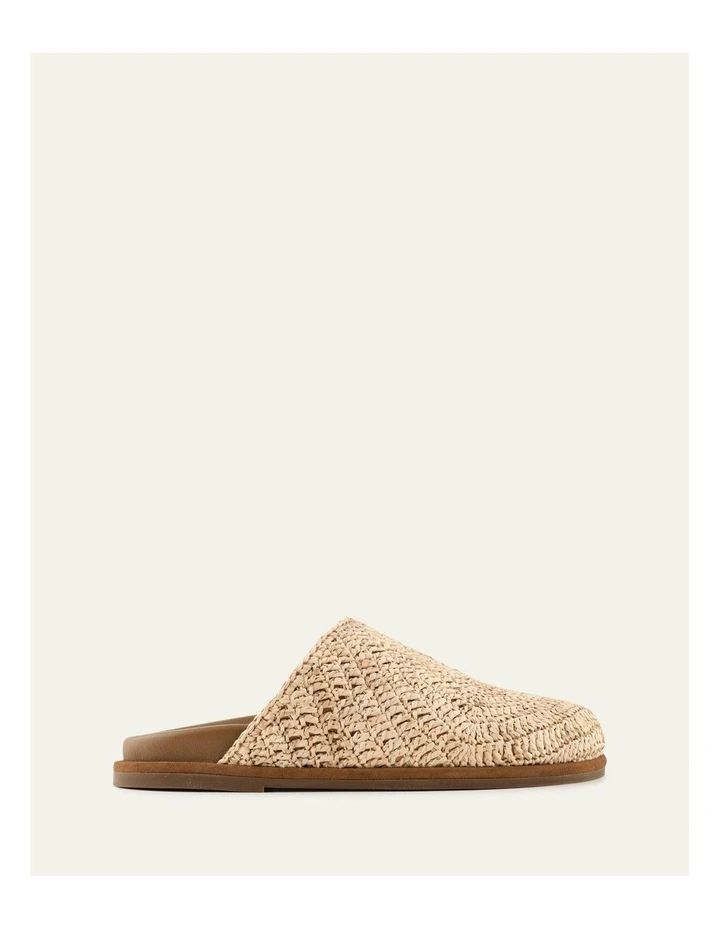 Ocean Natural Raffia Flat Slides in Tan image 1