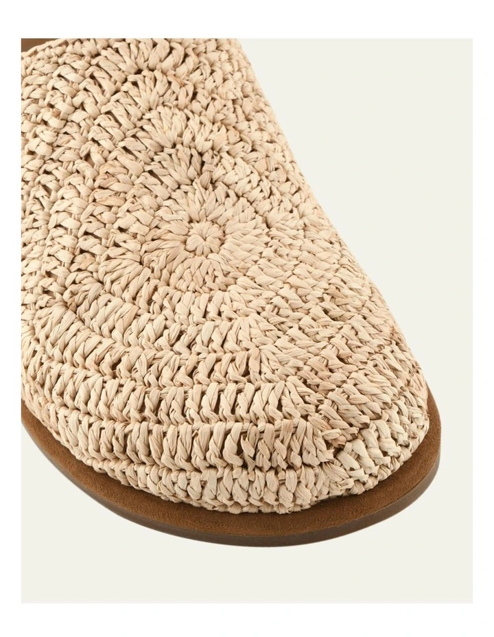 Ocean Natural Raffia Flat Slides in Tan image 3