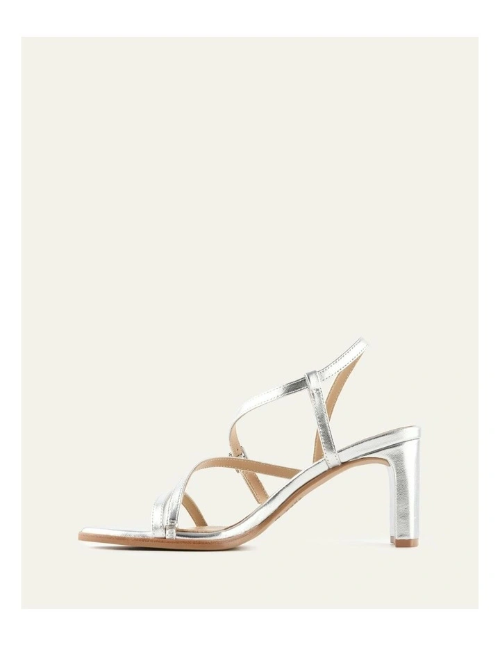 Nala Mid Heel Leather Sandals in Silver image 5