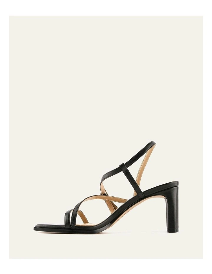 Nala Mid Heel Leather Sandals in Black image 5