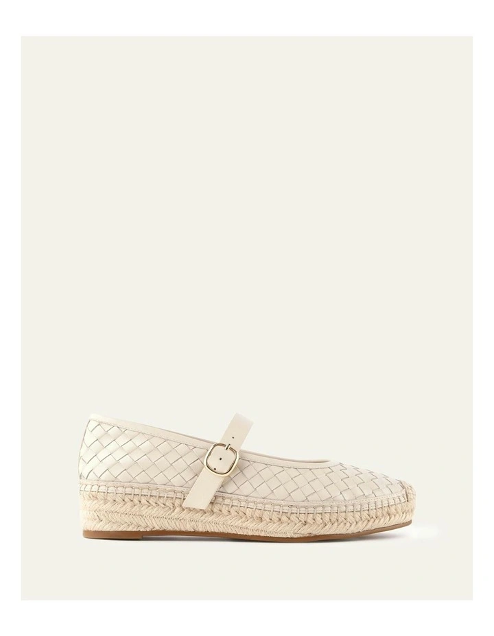 Elsie Woven Flat Leather Espadrilles in Off White image 1