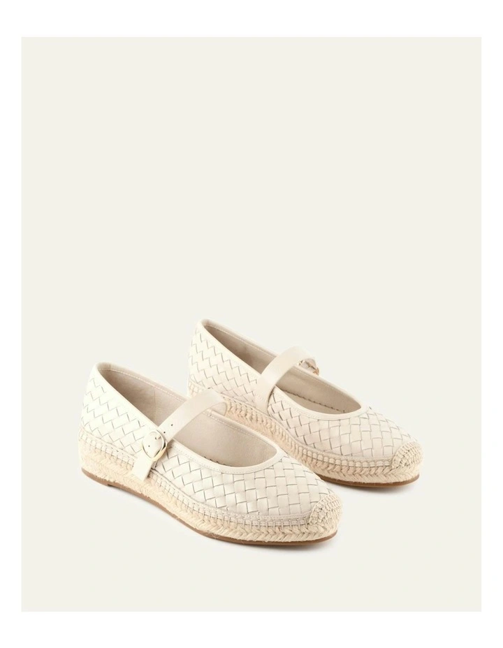 Elsie Woven Flat Leather Espadrilles in Off White image 2