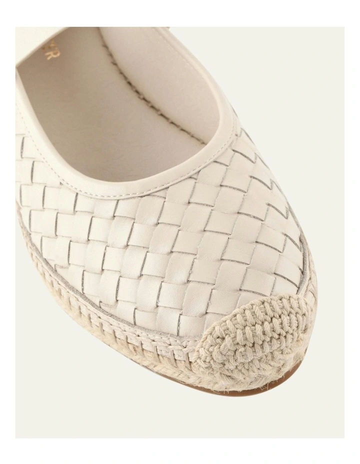 Elsie Woven Flat Leather Espadrilles in Off White image 3