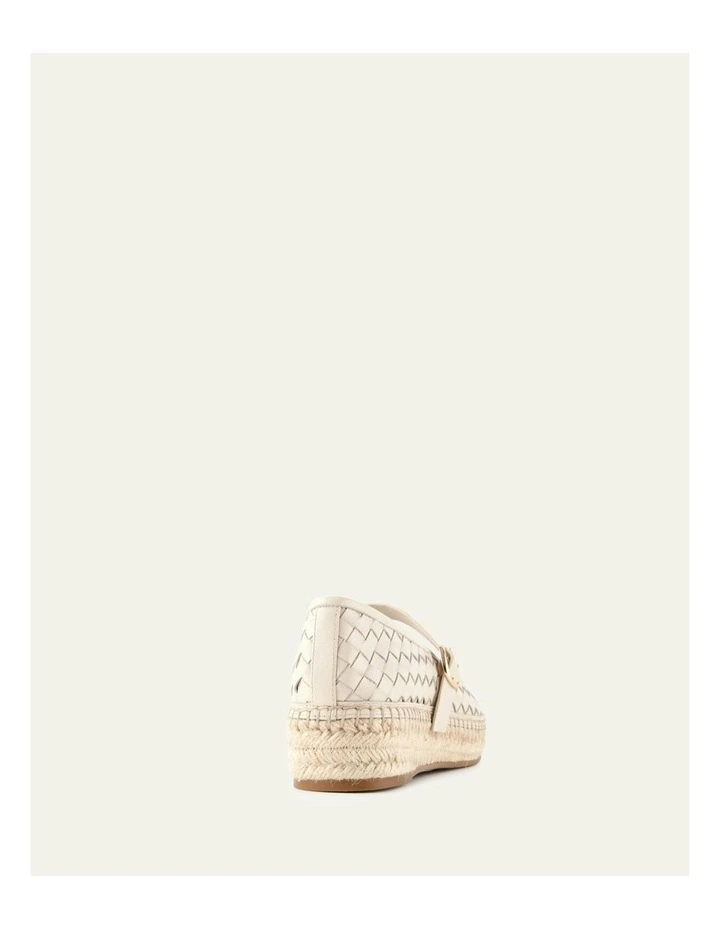 Elsie Woven Flat Leather Espadrilles in Off White image 4