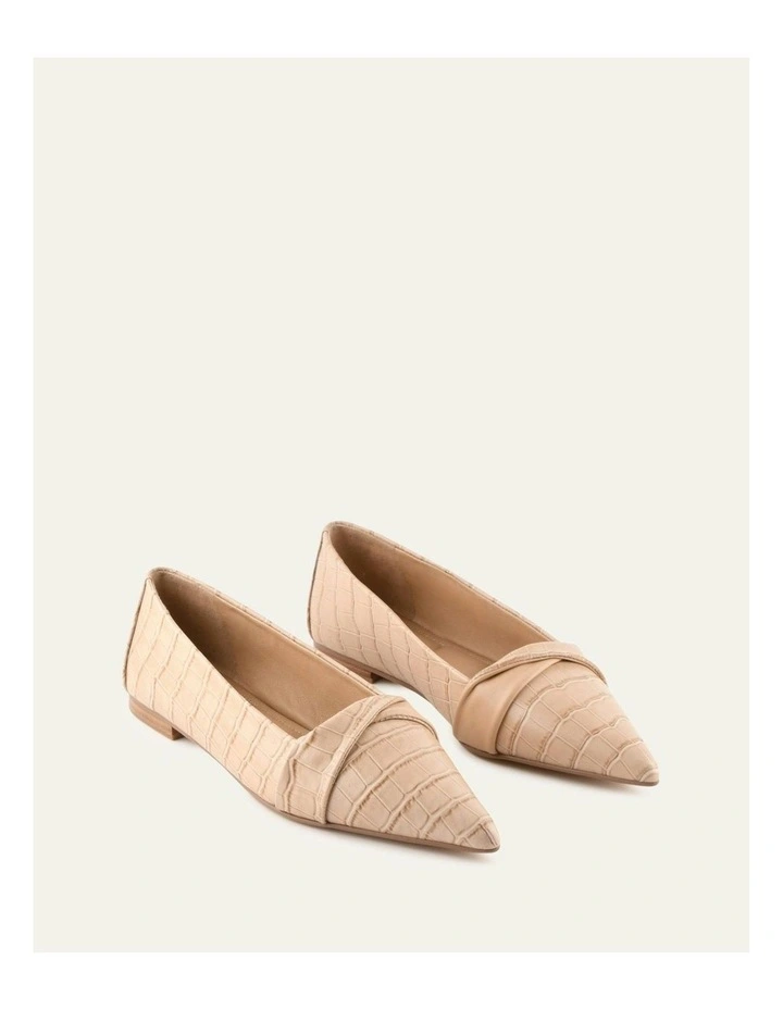 Demetri Dress Flats in Beige Croc image 2